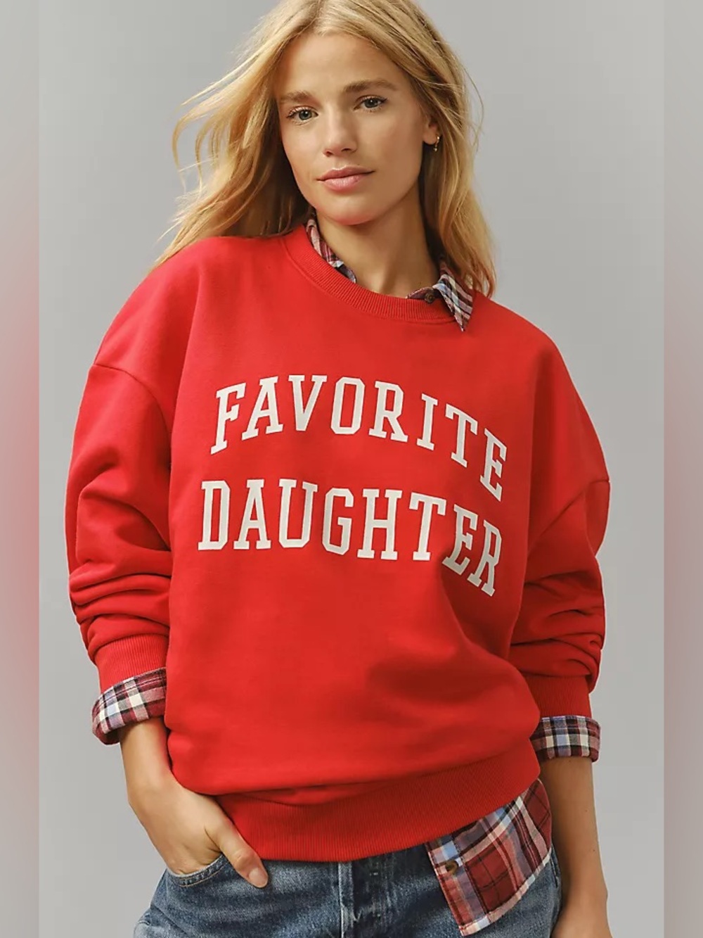 Anthropologie Favorite Daugther L Red "Favorite Daughter" Crewneck Sweatshirt